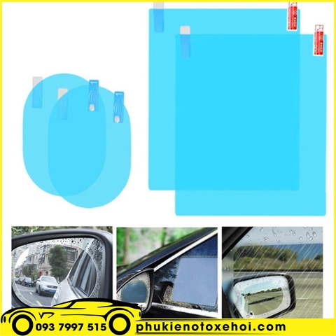 Bộ 4 miếng dán chống đọng nước kính hông và gương chiếu hậu ô tô