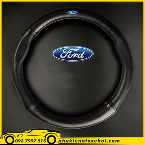 Bọc vô lăng cacbon logo xe