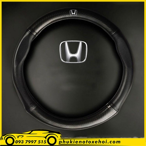 Bọc vô lăng cacbon logo xe
