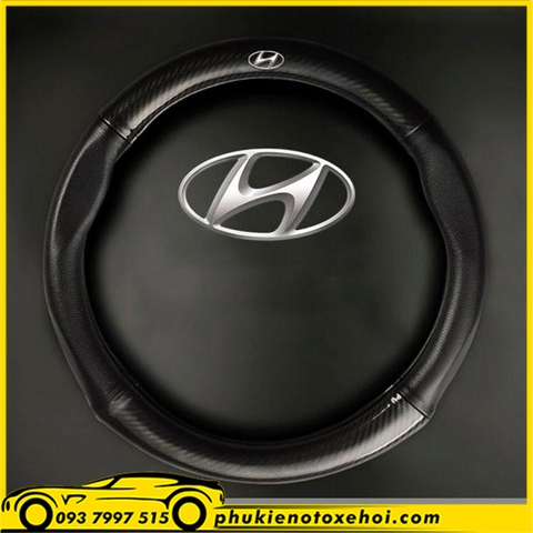 Bọc vô lăng cacbon logo xe