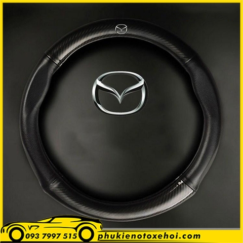 Bọc vô lăng cacbon logo xe