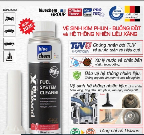 DUNG DỊCH BLUECHEM VỆ SINH HỆ THỐNG NHIÊN LIỆU VÀ KIM PHUN XĂNG (FUEL SYSTEM CLEANER) 250ML