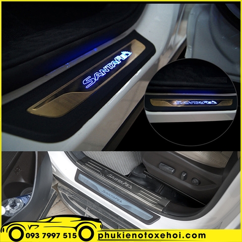Nẹp bước chân ngoài có đèn xe Hyundai Santafe