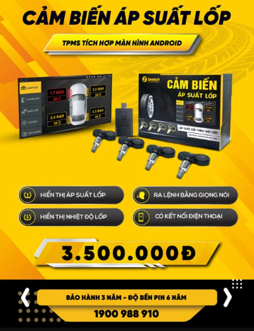 Cảm biến áp suất lốp tích hợp màn hình Android