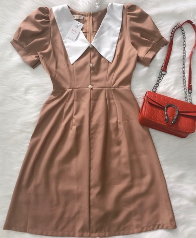 Đầm xòe cổ bẻ phối nút GR185