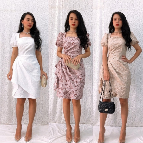 Đầm dự tiệc tapta phối bèo siêu xinh, sang chảnh S&M GR0137