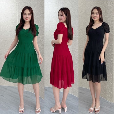 Đầm xòe nhún ngực bèo tầng - GR0232