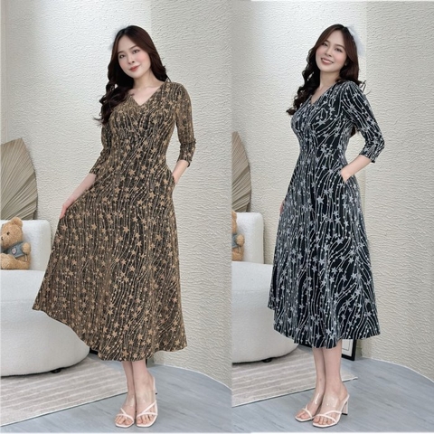 Đầm kim sa dự tiệc form dài sang trọng có túi - GR0247