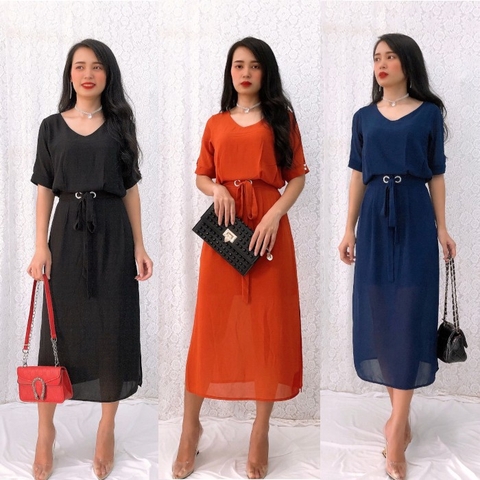 Đầm dự tiệc form dài voan chiffon xẻ tà sang trọng S&M GR0144