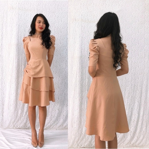 Đầm xòe cổ vuông tay phồng tùng xếp 3 tầng trẻ trung, xinh đẹp, tôn dáng giá rẻ - GR177