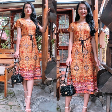 Đầm suông họa tiết thổ cẩm siêu sang S&M - GR0073