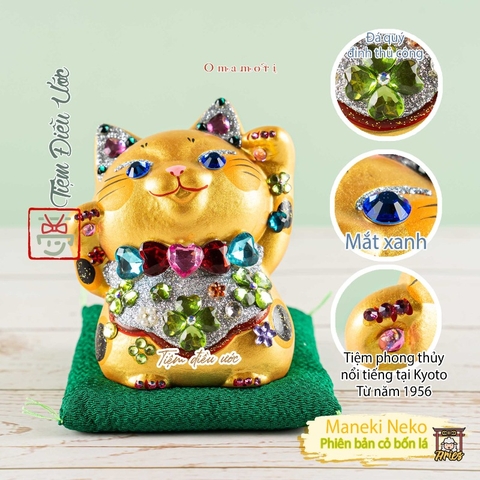 Mèo Phong Thủy Đính Đá - Cỏ Bốn Lá