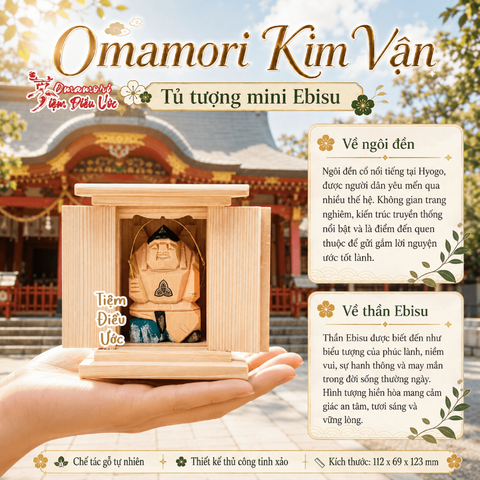Omamori Tượng Gỗ Thần Ebisu - Hyogo - Tượng Khắc Thủ Công