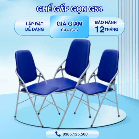 Ghế gấp G54 Hòa Phát khung sơn tĩnh điện chắc chắn, thiết kế hiện đại