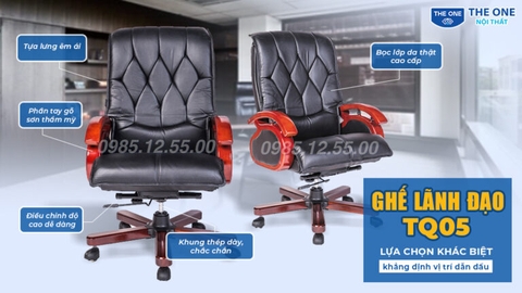 Ghế Hòa Phát lãnh đạo TQ05 thiết kế khung thép dày chắc chắn cùng lớp da thật cao cấp