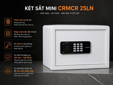 Két Sắt Mini Xiaomi CRMCR 25LN – Két Mini Premium Bảo Mật 5 Cách Mở, Để Vừa A4, Chống Lộ Mật Khẩu