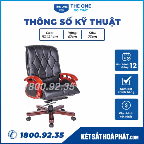 Ghế lãnh đạo Hòa Phát The One TQ05 bọc da thật chân xoay