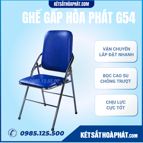 Toàn cảnh ghế G54 đệm PVC êm ái, khung thép mạ inox chống han gỉ, độ bền cao