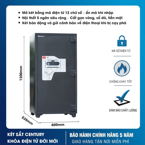 Két Sắt Ngân Hàng Cỡ Lớn Century CF265K-DT – Cảnh Báo Về Điện Thoại Khi Bị Cạy Phá