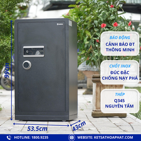Két Sắt Thông Minh Safiron 100LS - 63KG Khóa Vân Tay, Điện Tử, Kết Nối APP Điện Tử
