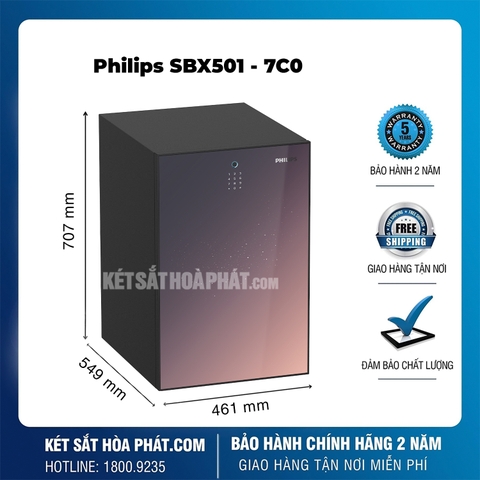 Két sắt nhập khẩu thông minh chống cháy Philips SBX501-7C0