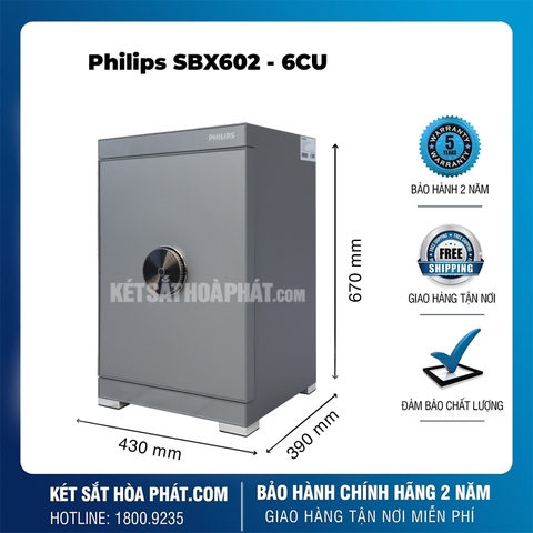 Két sắt nhập khẩu Philips SBX602-6CU khóa vân tay điện tử, kết nối wifi