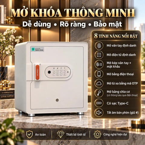 Két sắt Xiaomi CRMCR 45MS - Khóa vân tay điện tử định danh người mở