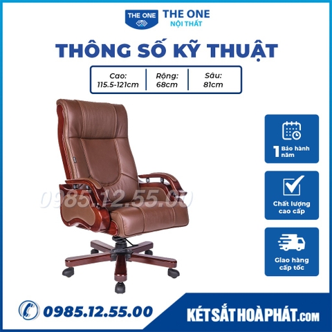 Ghế giám đốc Hòa Phát The One TQ01 bọc da thật chân xoay