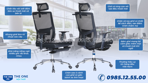 Ưu điểm của sản phẩm ghế công thái học ergonomic Hòa Phát GL327