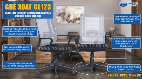Ghế xoay văn phòng Hòa Phát GL123 độ bền bỉ cao, sử dụng dễ dàng