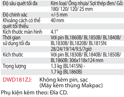 Máy Quét Kim Loại Âm Tường Dùng Pin DWD181ZJ 18V/ 14.4V