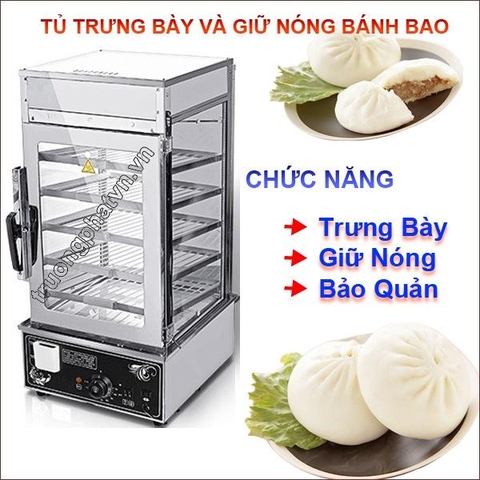 Tủ trưng bày-giữ nóng bánh bao