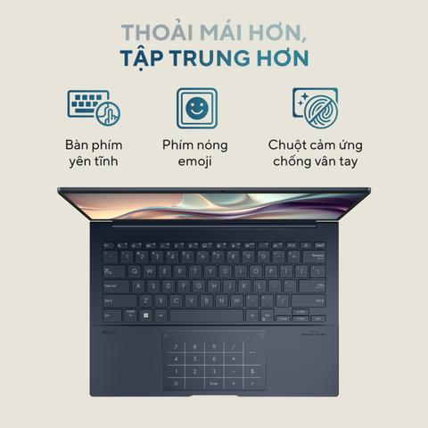 Laptop Asus Zenbook 14 OLED UX3405MA-PP152W (Intel Core Ultra 7 155H | 32GB | 1TB | Intel® Arc™ Graphics | 14 inch 3K OLED 120Hz | Win 11 | Xanh)