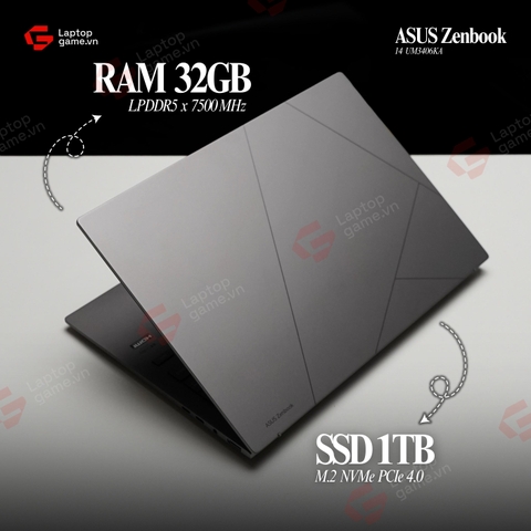 ASUS Zenbook 14 UM3406KA  (Ryzen AI 7 350 | 32GB | 1TB | AMD Radeon Graphics | 14inch 3K | Win 11 | Xám)