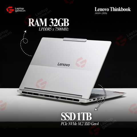 [New Outlet Fullbox] Lenovo ThinkBook 14 G8+ 2026 (00CD)  (AMD Ryzen 7-H255 | Ram32G | SSD 1TB | 14.5in 3K 120Hz - Star White)