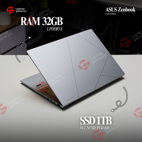 Asus Zenbook 14 UX3405C ( Ultra9-285H | RAM 32G | SSD 1T | 14inch 3K 120Hz OLED - Foogy Silver ) ​