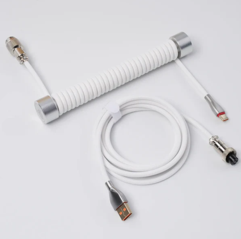 Cáp xoắn bàn phím cơ cao cấp GravaStar Coiled Aviator USB Cable - White (GS A7_AC_WHT)