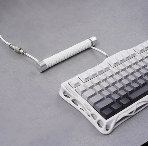 Cáp xoắn bàn phím cơ cao cấp GravaStar Coiled Aviator USB Cable - White (GS A7_AC_WHT)