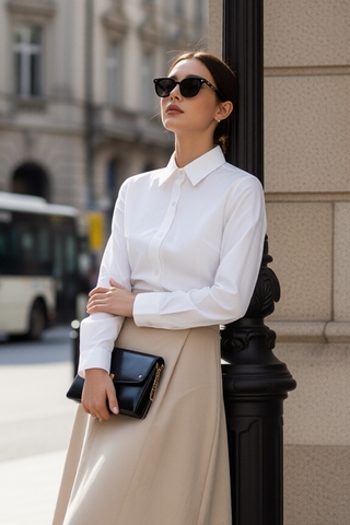 Áo sơ mi nữ TRALI 25136 màu trắng