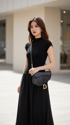 Bộ váy len TRALI 25510 màu đen