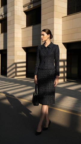 Bộ váy dạ tweed TRALI 25515