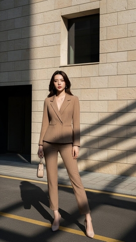 Bộ quần Tuytsi hàn Trali 25516 Sọc Nâu