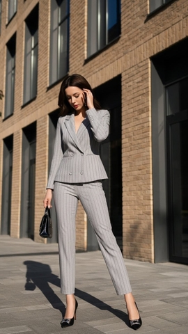 Bộ quần Tuytsi hàn Trali 25516 Sọc Ghi