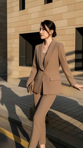 Bộ quần Tuytsi Hàn 2 lớp Trali 25520 màu Rêu