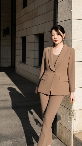 Bộ quần Vest bassic xước thái TRALI 25526 màu Nâu