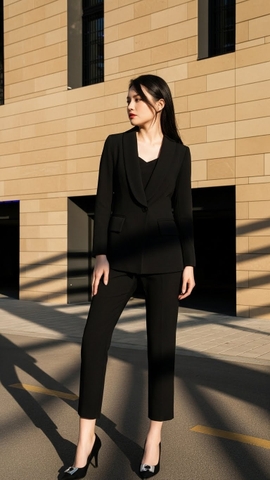 Bộ quần Tuytsi Hàn 2 lớp Trali 25520 màu Đen