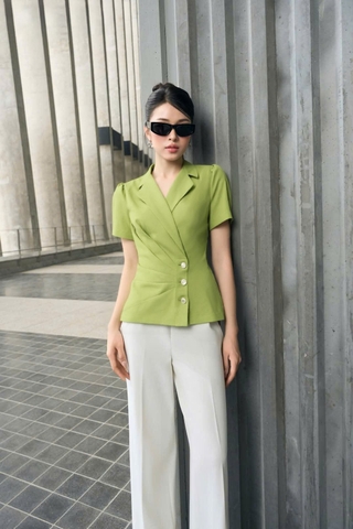 Áo sơ mi nữ TRALI 25129 xanh cốm