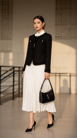 Áo vest dạ tweed TRALI 25801 đen