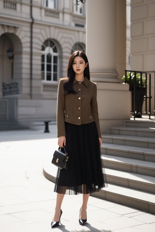 Áo khoác da lộn TRALI 25807 Nâu