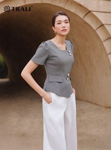 Áo sơ mi nữ TRALI 25127 màu ghi